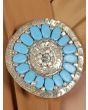 Turquoise Round Brooch Pin cum Clip_CloseView_Islamic_Shop.in