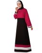 Yasmin_Dual_Colour_Border_Abaya_Rose Pink & Black Color Main View_IslamicShop.in