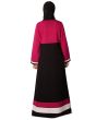 Yasmin_Dual_Colour_Border_Abaya_Rose Pink & Black Color Back View_IslamicShop.in