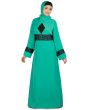 Najya_Turquoise_Abaya_Turquoise Green Front View_IslamicShop.in