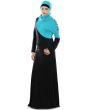 Razan_Jersey_Abaya_Black & Torquoise_IslamicShop.in