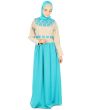 Saila_Abaya_Warm Grey & Turquoise Color_IslamicShop.in