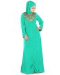 Fiddah_Gold_Hand_Embroidered_Burqa_TurquoiseGreen_IslamicShop.in