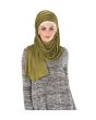 Plain Jersey Hijab (Olive Green)_Normal View_IslamicShop.in