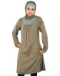 Trendy_Khaki_Rayon_Tunic_Angle View_IslamicShop.in